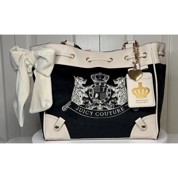 Juicy Couture Classic Scottie Dogs Tote Bag Liquorice/Crystal HTF Viral - Picture 2 of 16